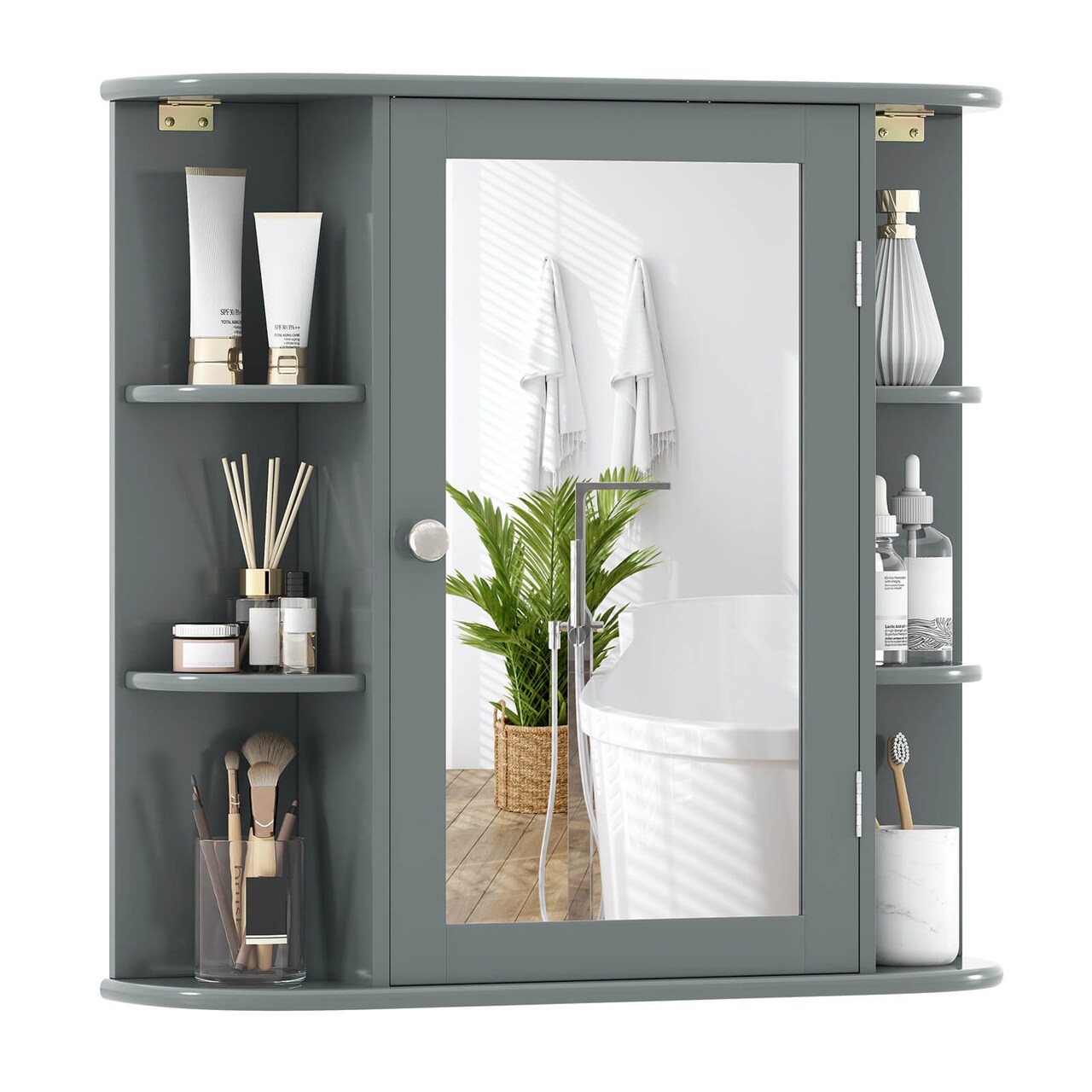 Costway Multipurpose Wall Surface Bathroom Storage Medicine Cabinet Mirror Gray/White/Black/Brown